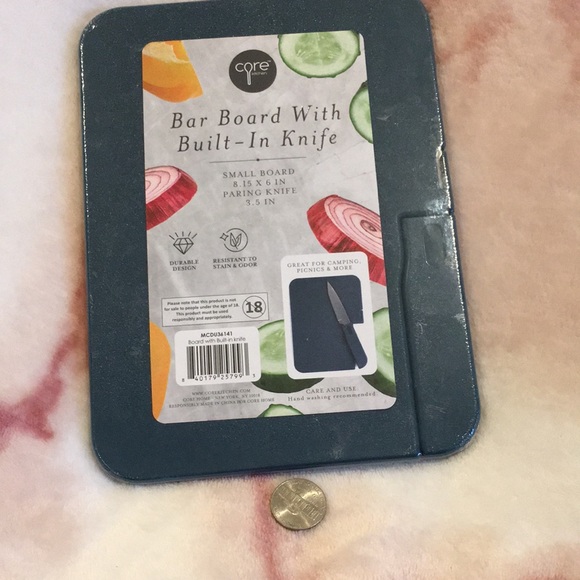 Core Cutting Bar Board with Built In Knife 18.5x6”, knife 3.5” NWT Navy Blue - Picture 5 of 16